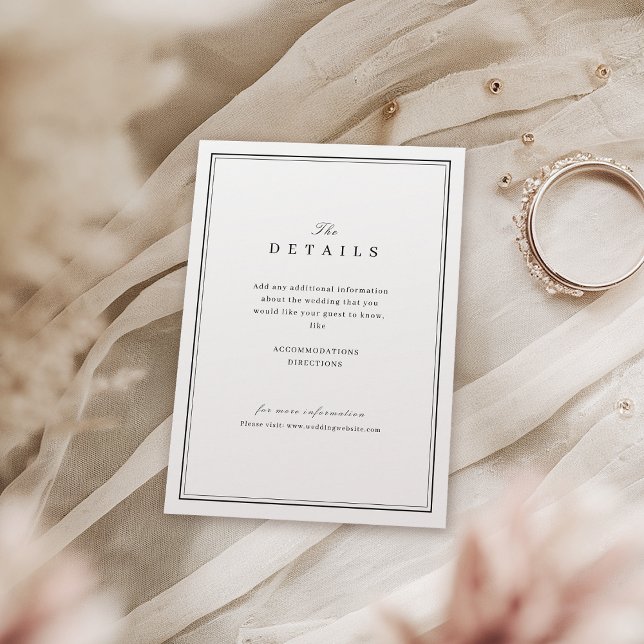 Elegant black and white minimalist wedding details enclosure card (Elegant black and white minimalist wedding details enclosure card)