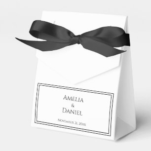 Elegant Black and White Minimalist Wedding Favour Box