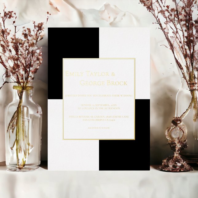 Elegant Black And White Minimalist Wedding Gold (Creator Uploaded)