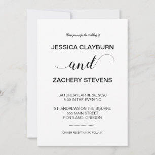Elegant Black and White Minimalist Wedding Invitation