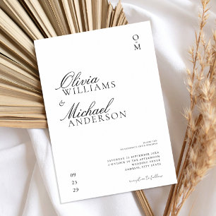 Elegant Black and White Minimalist Wedding Invitation