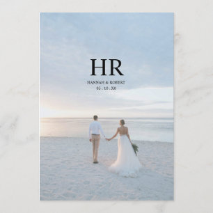 Elegant Black and White Minimalist Wedding Photo Save The Date