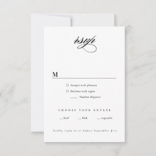 Elegant Black and White Minimalist Wedding RSVP Card
