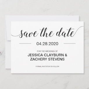 Elegant Black and White Minimalist Wedding Save The Date