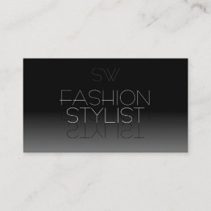 Elegant Black and White Mirror Font with Monogram Business Card