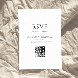 Elegant Black and White Modern Minimalist Wedding RSVP Card