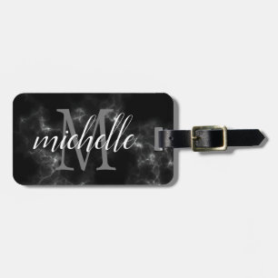 Elegant Black and White   Modern Monogram Custom Luggage Tag