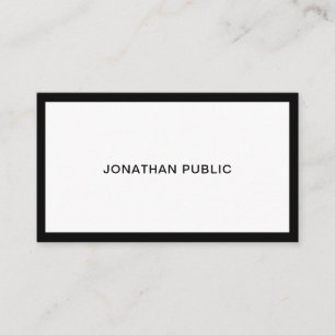 Elegant Black And White Modern Professional Plain Business Card