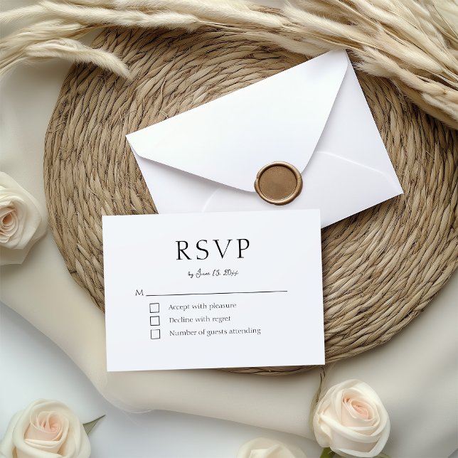 Elegant Black and White Modern RSVP Card (Creator Uploaded)