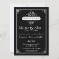 Elegant Black and White Modern Scroll Work Wedding