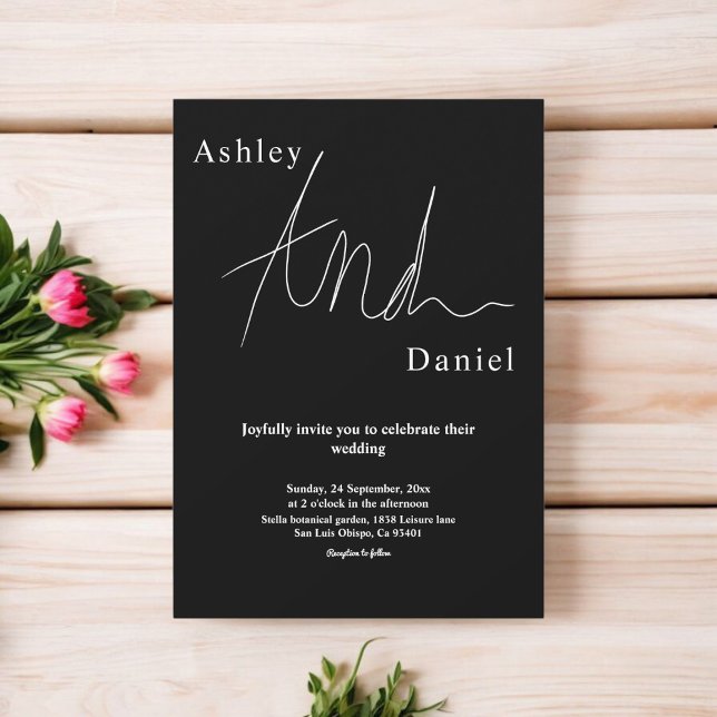 Elegant Black And White Modern Simple Wedding Invitation (Creator Uploaded)