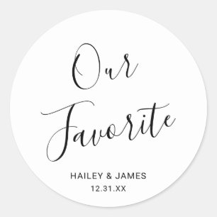 Elegant Black and White Modern Wedding Classic Round Sticker