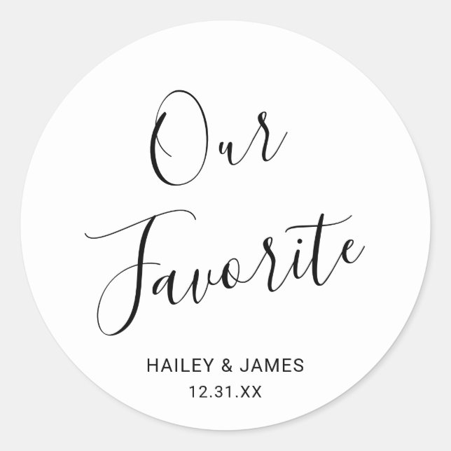 Elegant Black and White Modern Wedding Classic Round Sticker (Front)