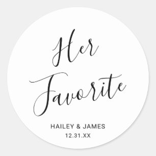 Elegant Black and White Modern Wedding Classic Round Sticker