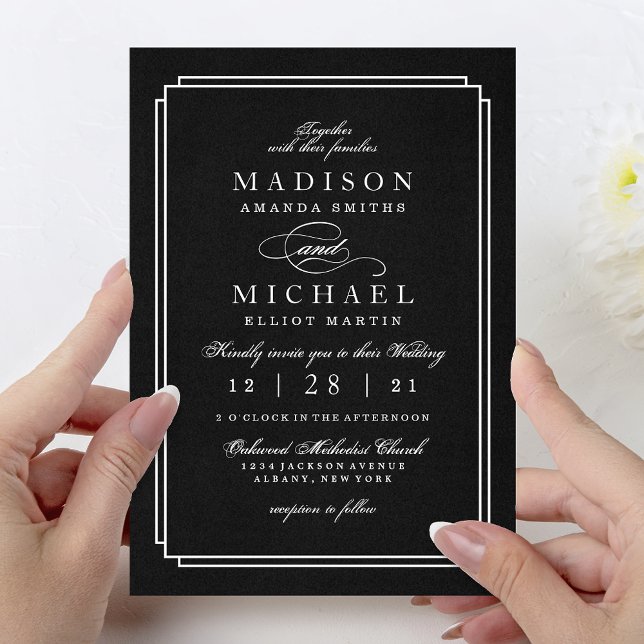 Elegant Black and White Modern Wedding Invitation (Elegant Black and White Modern Wedding Invitation)