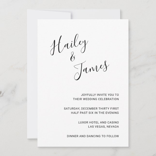 Elegant Black and White Modern Wedding Invitation (Front)