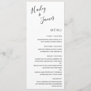 Elegant Black and White Modern Wedding Menu