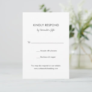 Elegant Black and White Modern Wedding RSVP Card