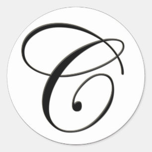 Elegant Black and White Monogram C Classic Round Sticker