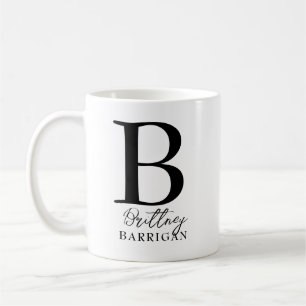 Elegant Black and White Monogram Coffee Mug