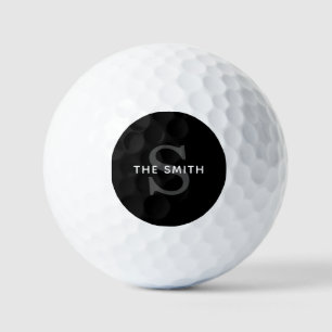 Elegant Black and White Monogram Custom Golf Balls