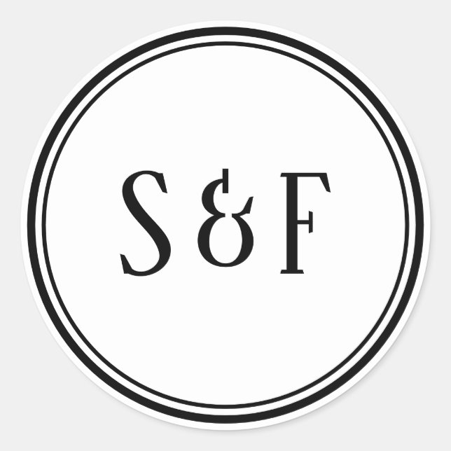 Elegant Black and White Monogram Envelope Seal (Front)