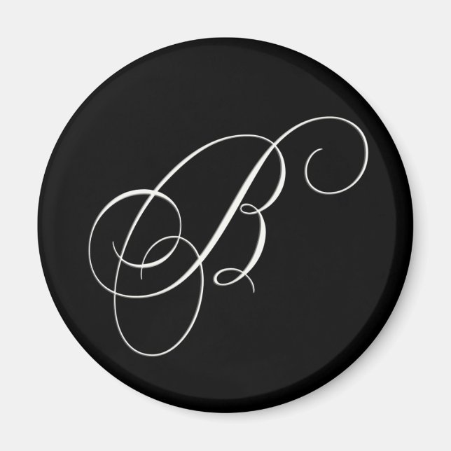 Elegant black and white monogram - initial B Magnet (Front)