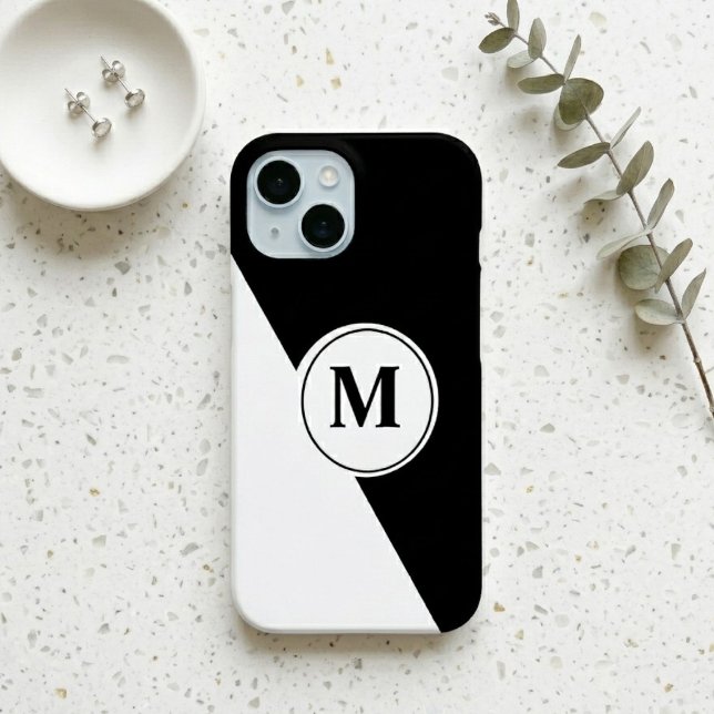 Elegant Black and White Monogram iPhone Case (Creator Uploaded)