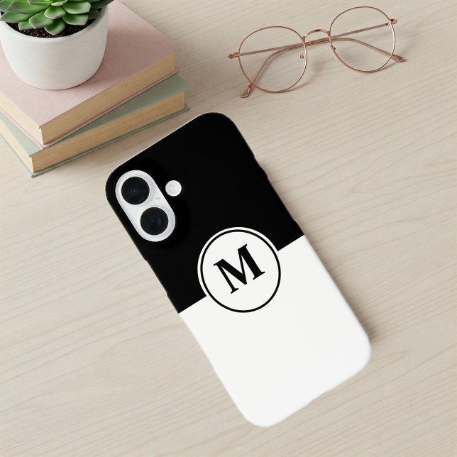 Elegant Black and White Monogram iPhone Case (Creator Uploaded)