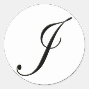 Elegant Black and White Monogram J Classic Round Sticker