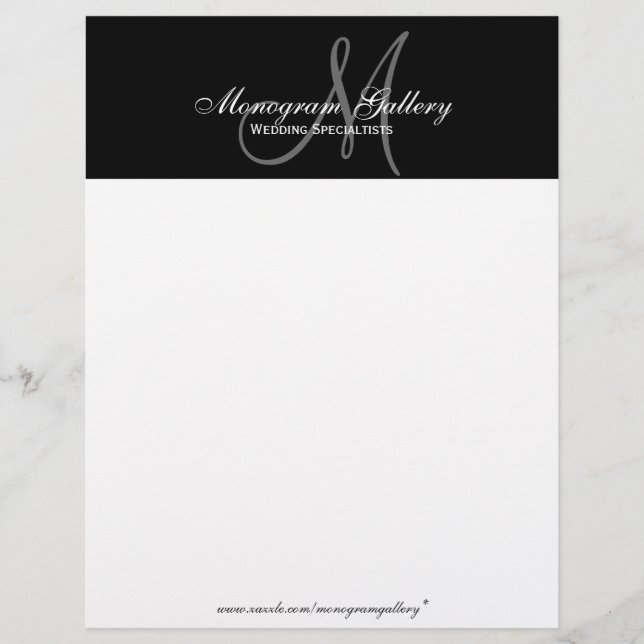 Elegant Black and White Monogram Letterhead Design (Front)