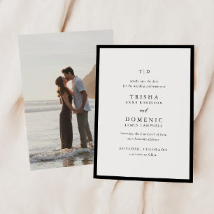 Elegant Black and White Monogram Modern Wedding Save The Date