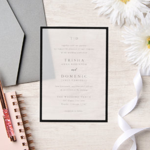 Elegant Black and White Monogram Modern Wedding Vellum Invitations