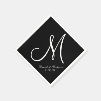 Elegant black and white Monogram Napkin
