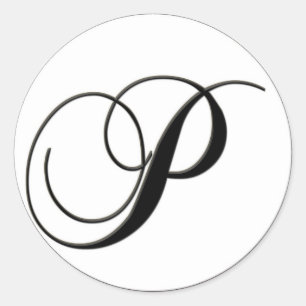 Elegant Black and White Monogram P Classic Round Sticker