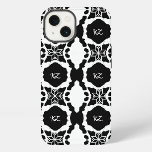 Elegant Black and White monogram pattern iPhone 13 Case