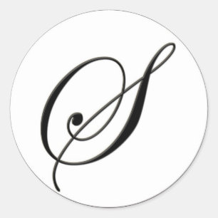 Elegant Black and White Monogram S Classic Round Sticker