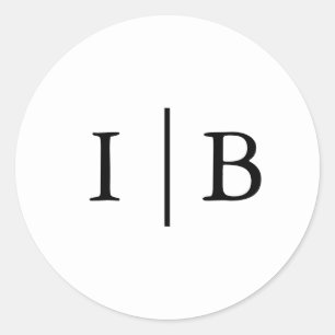 Elegant Black and White Monogram Wedding Classic Round Sticker