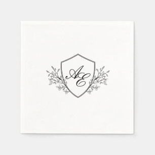Elegant Black and White Monogram Wedding Napkins