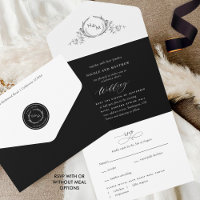 Elegant Black and White Monogram Wedding with RSVP