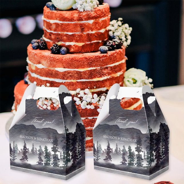 Elegant Black and White Mountains Forest Wedding Favour Box (Creator Uploaded)