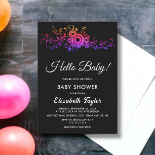 Elegant Black And White Neon Fall Baby Shower Invitation