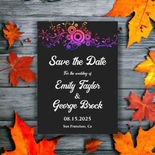 Elegant Black And White Neon Foliage Fall Wedding Save The Date
