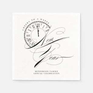 Elegant Black and White New Year Napkin