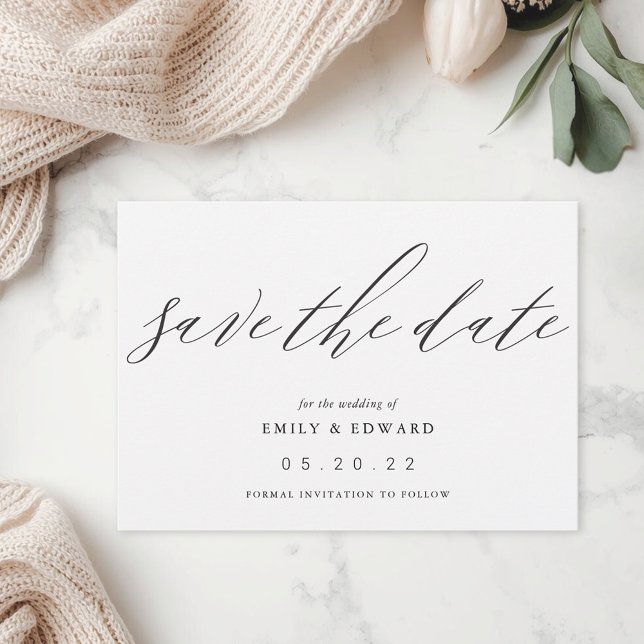Elegant Black and White Non-Photo Wedding Save The Date (Creator Uploaded)