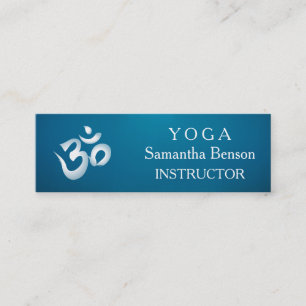 Elegant Black and White OM Symbol Yoga Instructor Mini Business Card