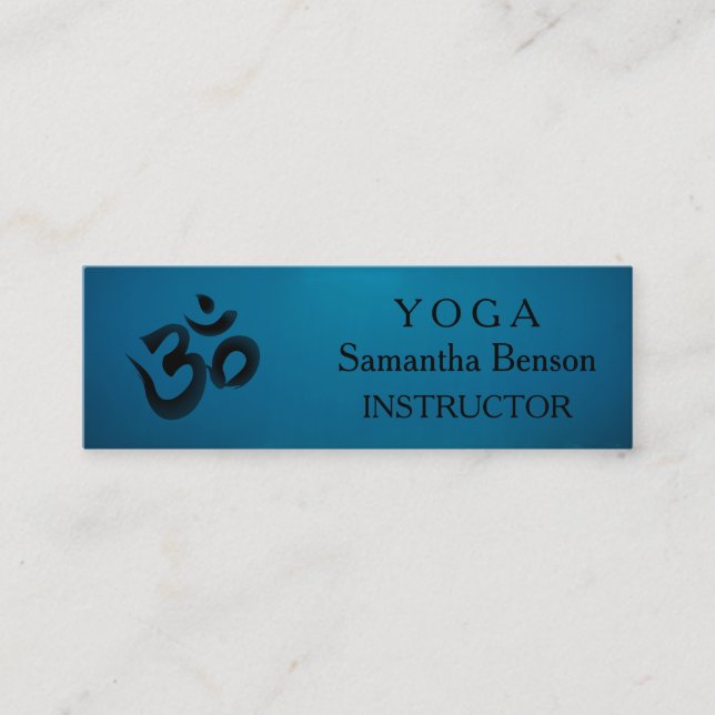 Elegant Black and White OM Symbol Yoga Instructor Mini Business Card (Front)