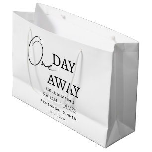 Elegant Black and White One Day Away Wedding Party Large Gift Bag