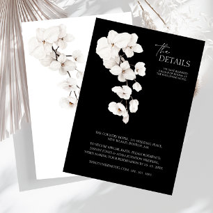 Elegant Black and White Orchid Wedding Details Enclosure Card