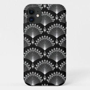 Elegant black and white ornament in art Deco style iPhone 11 Case